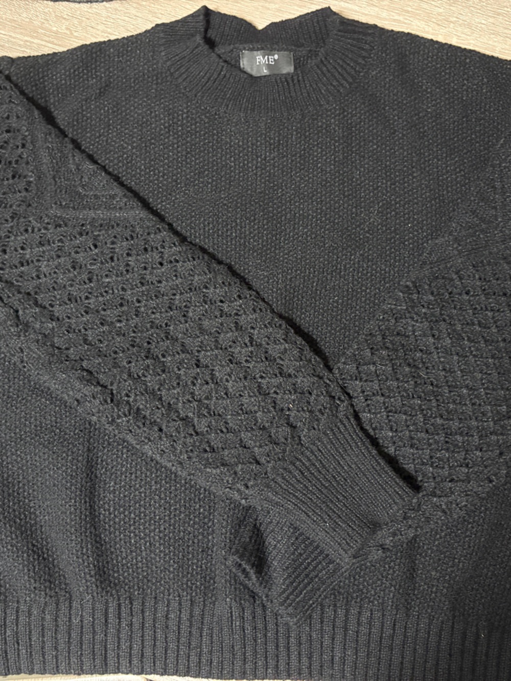 a new day Black Men's Textured Crewneck Sweater